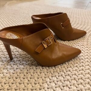 Vince Camuto Brown Leather Women's Mules, Size 7.5